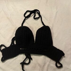 COPY - Black crochet halter top